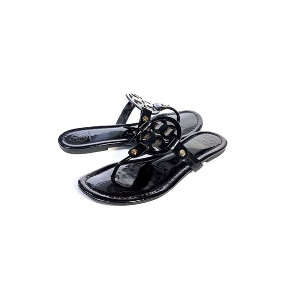 Tory Burch MILLER PATENT SANDAL Black Slip Ons 8.5 - Picture 2 of 6